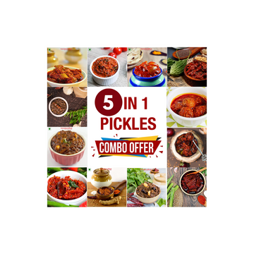 5 Pickles x 200 grams Each - Pickles Combo Pack - Home Made - Free Home Delivery