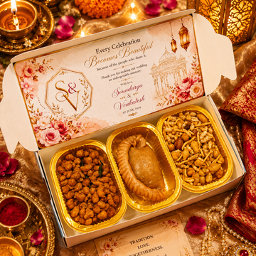 Regal Indulgence Box (Kara Boondi + Ghee Chandrakala + Mixture) - Delivery Charges Not Included ⚠️
