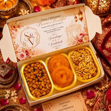 Velvet Celebration Box (Kara Boondi + Chitti Jangree + Mixture) - Delivery Charges Not Included ⚠️
