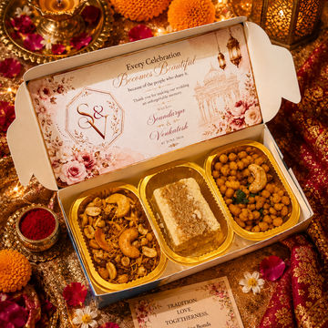 Golden Harvest Box (Bombay Mixture + Horlicks Kalakand + Kara Boondi - Delivery Charges Not Included ⚠️