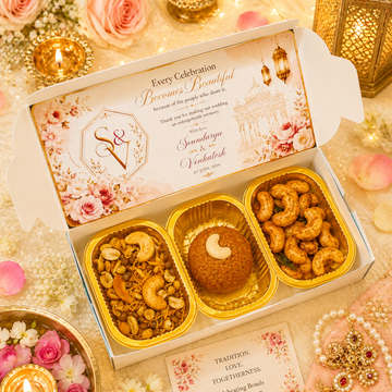 Grand Royal Selection Box (Bombay Mixture + Ghee Motichur Laddu + Ghee Fried Masala Cashew - Delivery Charges Not Included ⚠️