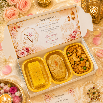 Emerald Celebration Box (Mysore Pak + Madata Kaja + Navaratna Mixture - Delivery Charges Not Included ⚠️